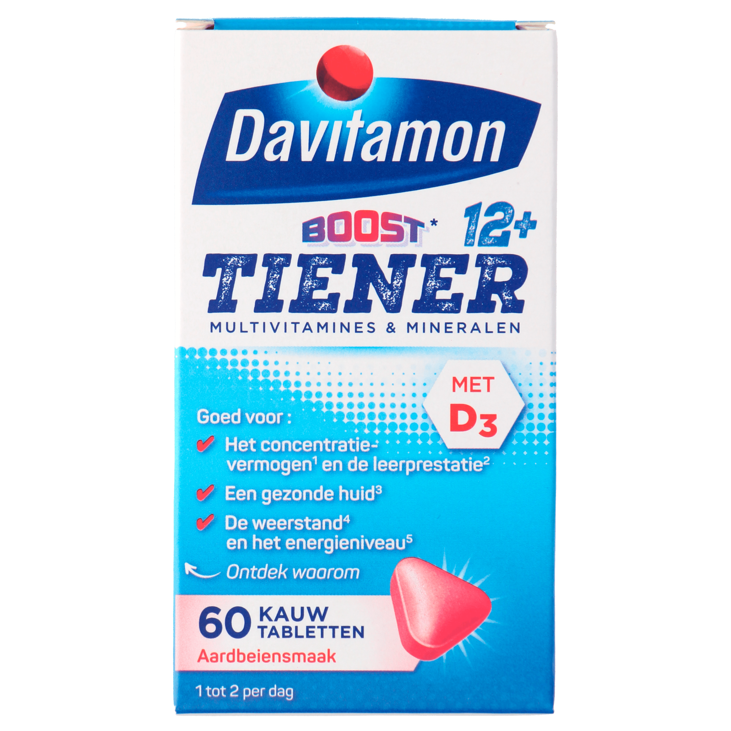 Davitamon Vitamine Boost 12+ kauwtablet aardbei