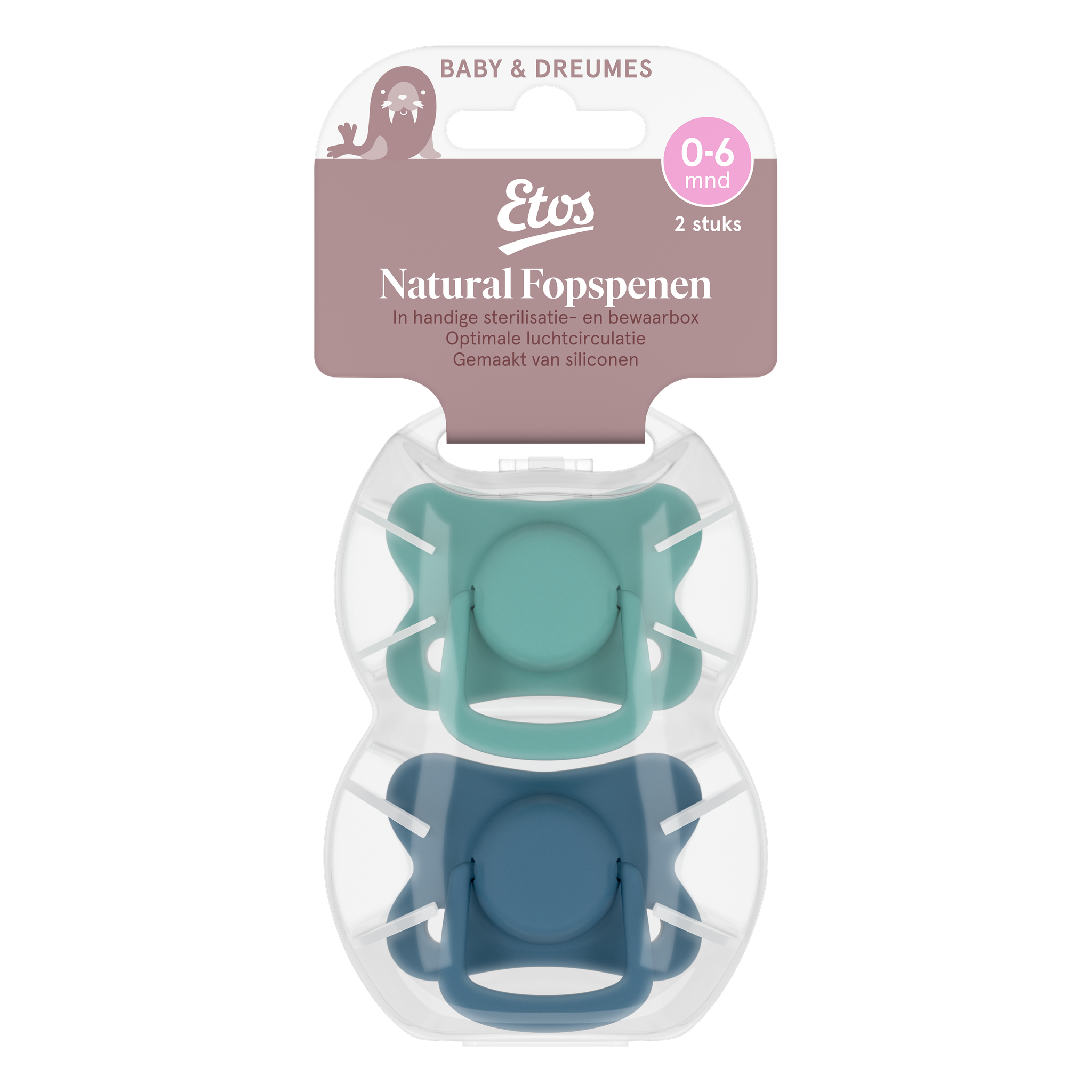 Etos Fopspeen 0-6 Maanden Groen/Blauw 2 stuks