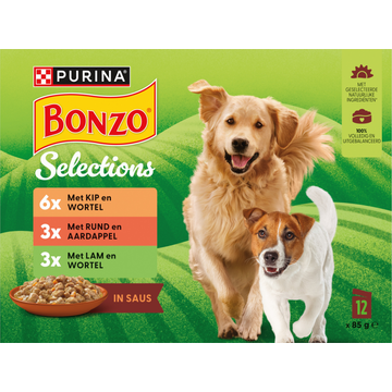 BONZO Pouch in Saus Lam en wortels 12x85g