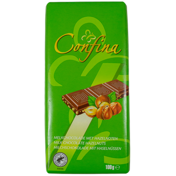 Confina Chocoladereep Melk Hazelnoot 100g