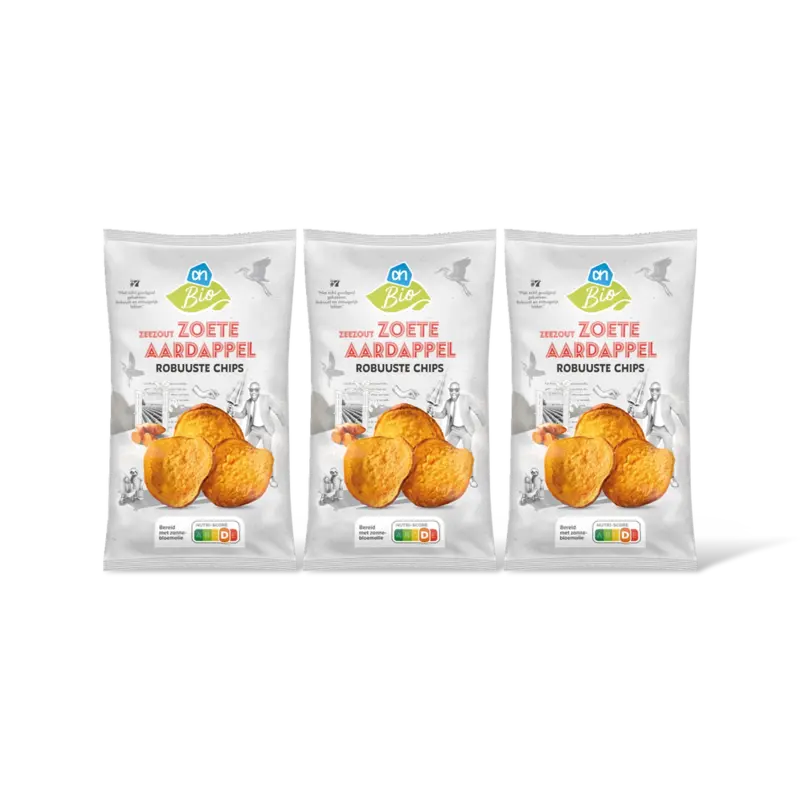 AH Biologisch Zoete aardappel chips 3-pack
