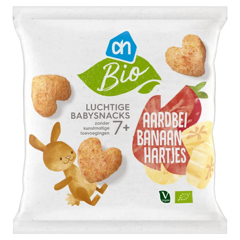 AH Biologisch Luchtige babysnacks aardbei banaan 7m+