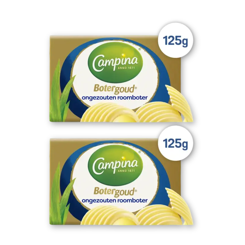 Campina Botergoud ongezouten roomboter 2-pack