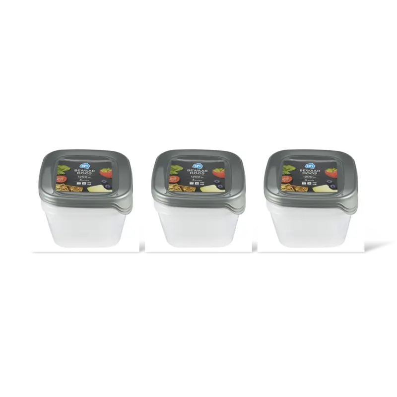 AH Bewaardoos 1,2 l vierkant 3-pack
