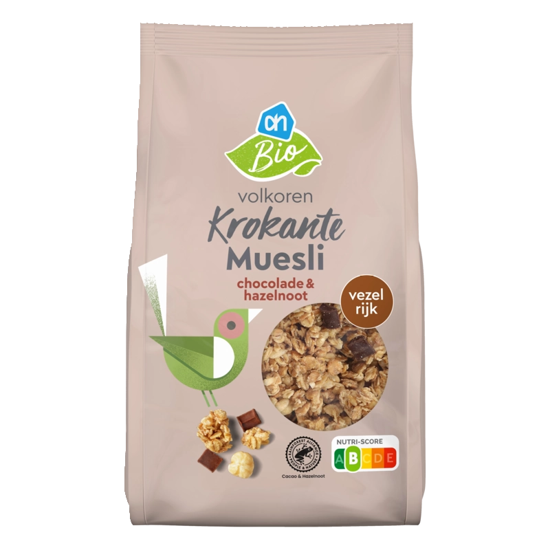 AH Biologisch Krokante muesli chocolade & hazelnoot