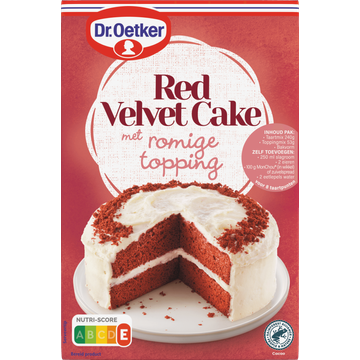 Dr. Oetker Red Velvet Cake met Romige Taart Topping Bakmix 293 g