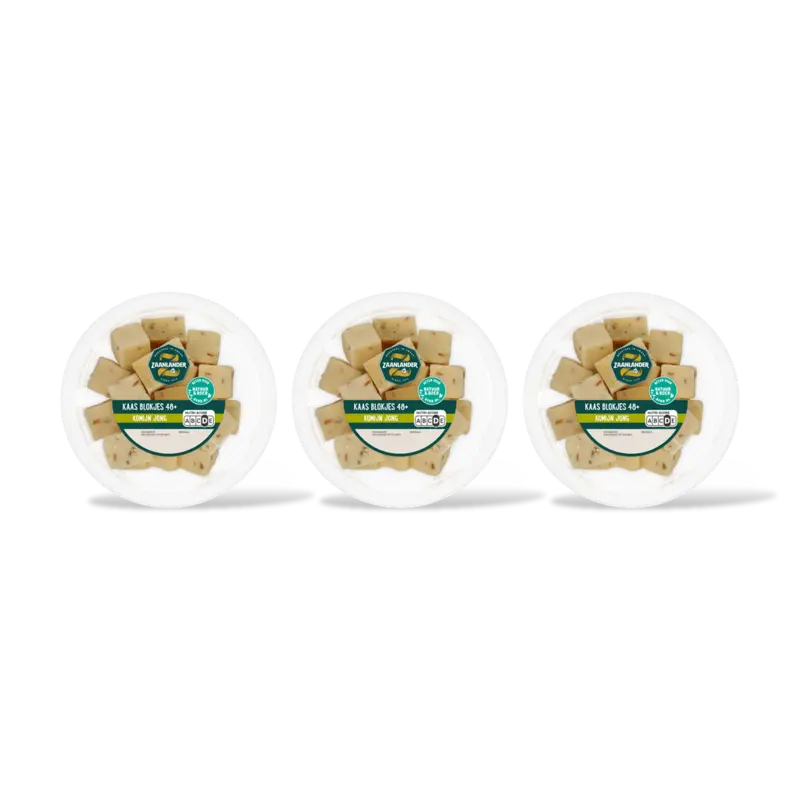AH Zaanlander Kaasblokjes jong komijn 48+ 3-pack