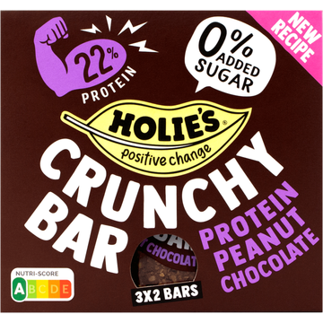 Holie's Crunchy Bar Protein Peanut Chocolate 3 x 2 Stuks 6 x 20 g