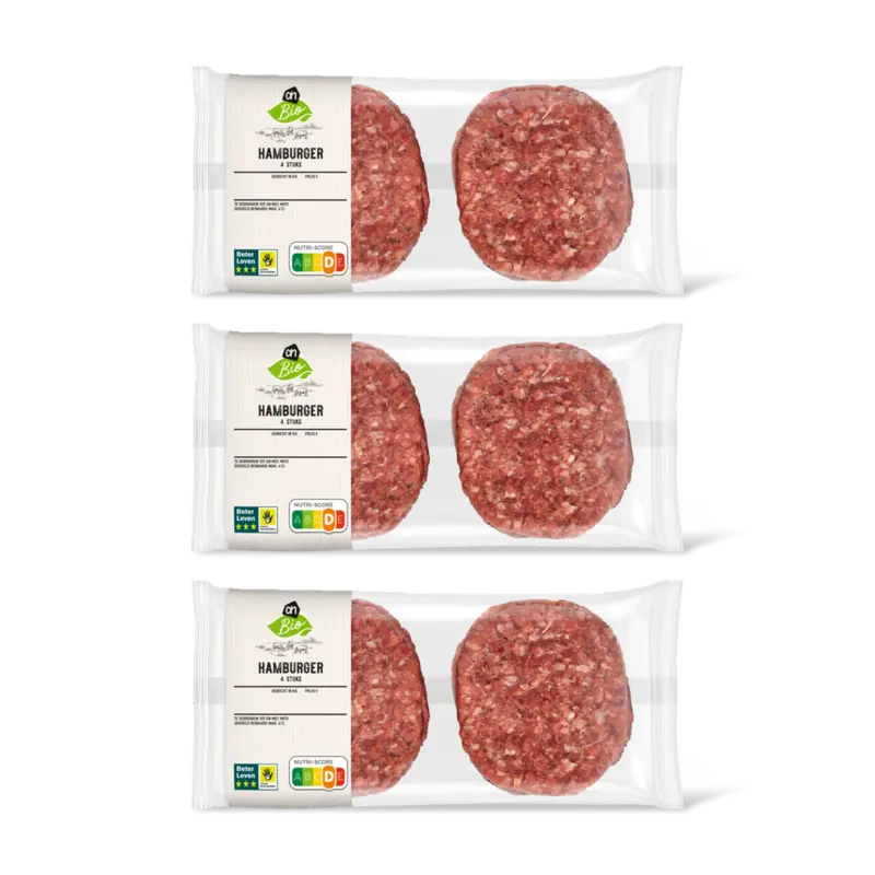 AH Biologisch Hamburger 4 stuks 3-pack