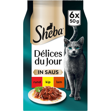 Sheba Kattenvoer Délices du Jour - Traiteur Selectie in saus Natvoer - 6 x 50 g
