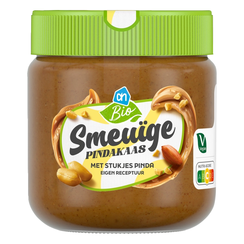 AH Biologisch Smeuïge pindakaas met stukjes pinda