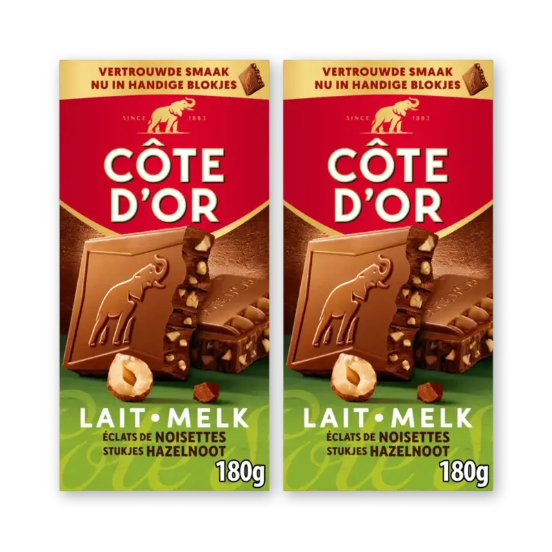 Côte d'Or melk stukjes hazelnoot 2-pack