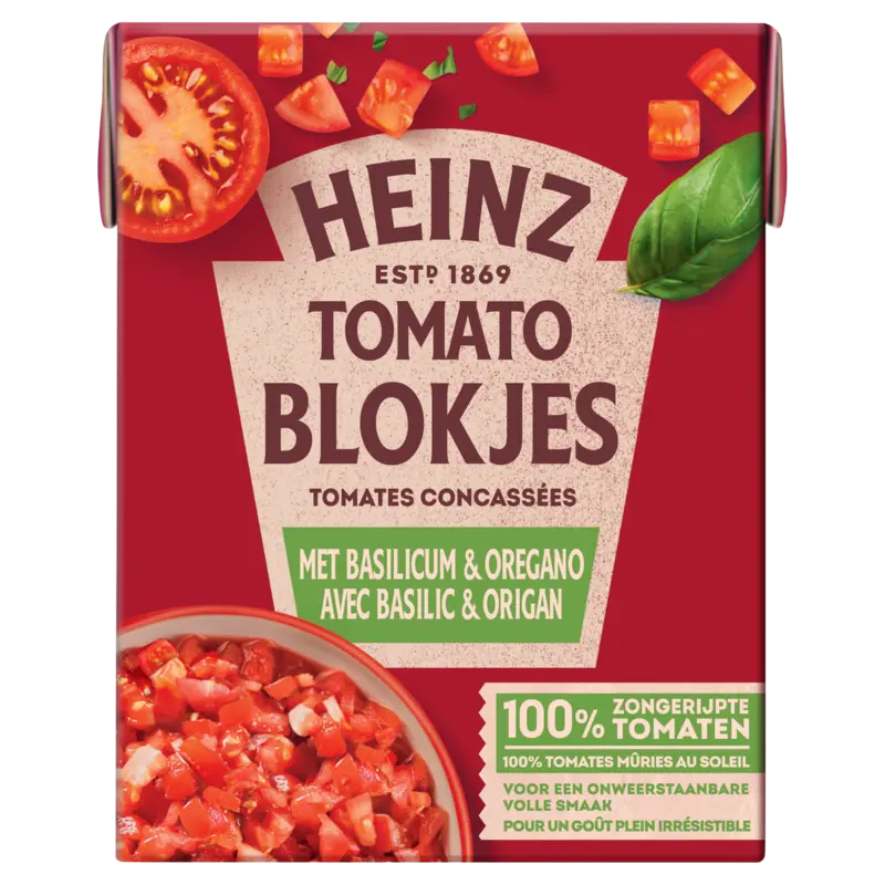 Heinz Tomaten blokjes basilicum & oregano