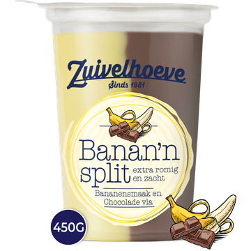 Zuivelhoeve Banan'n Split Bananensmaak en Chocolade Vla 450 g
