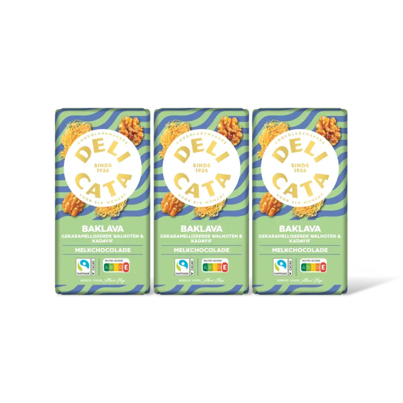 Delicata Reep baklava melk chocolade 3-pack