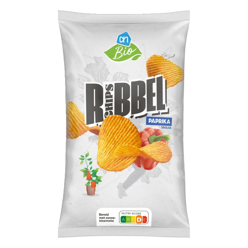 AH Biologisch Ribbelchips paprika smaak