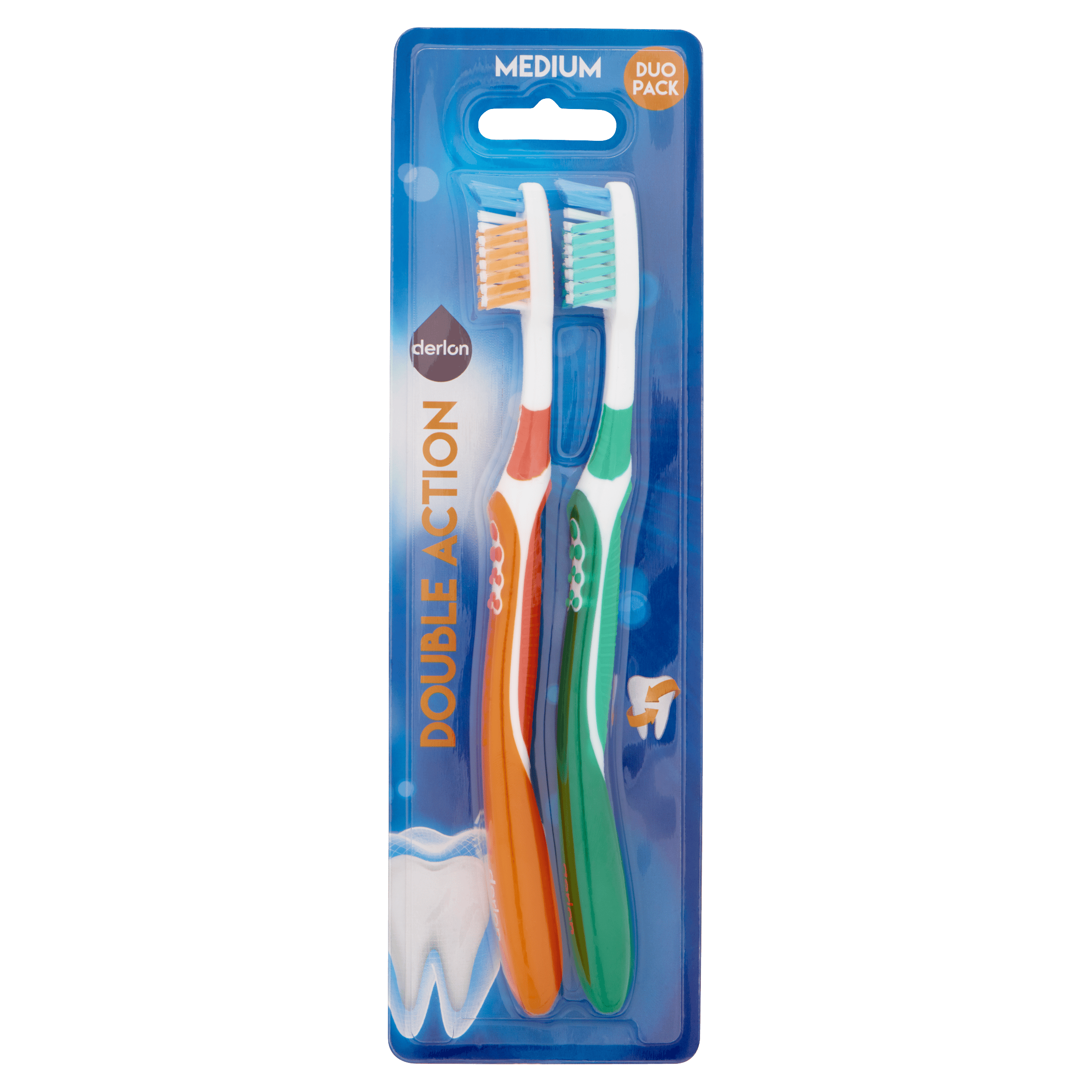 Derlon Tandenborstel medium duo pack