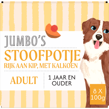 Jumbo's Honden Stoofpotje Rijk aan Kip met Kalkoen Adult 8 Stuks