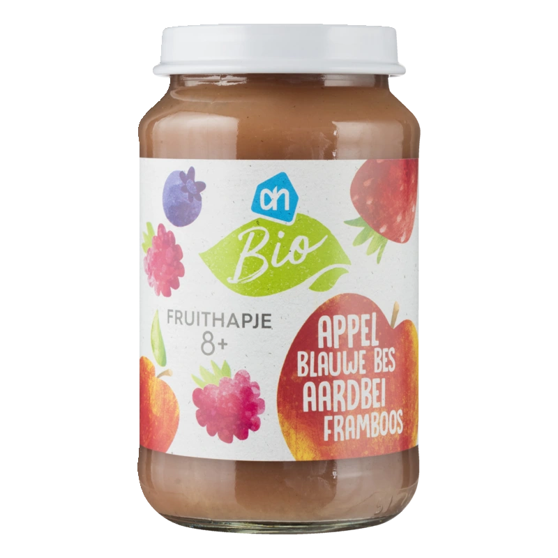 AH Biologisch Fruithapje appel blauwe bes aardbei 8m+