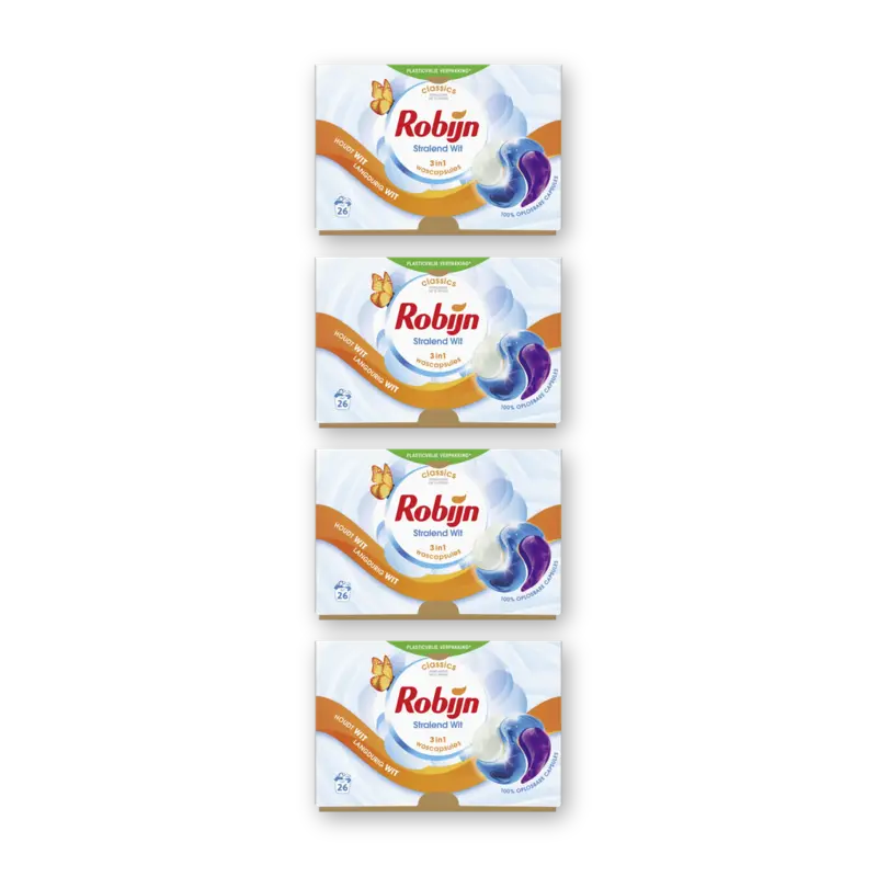 Robijn Stralend wit 3-in-1 wascapsules 4-pack