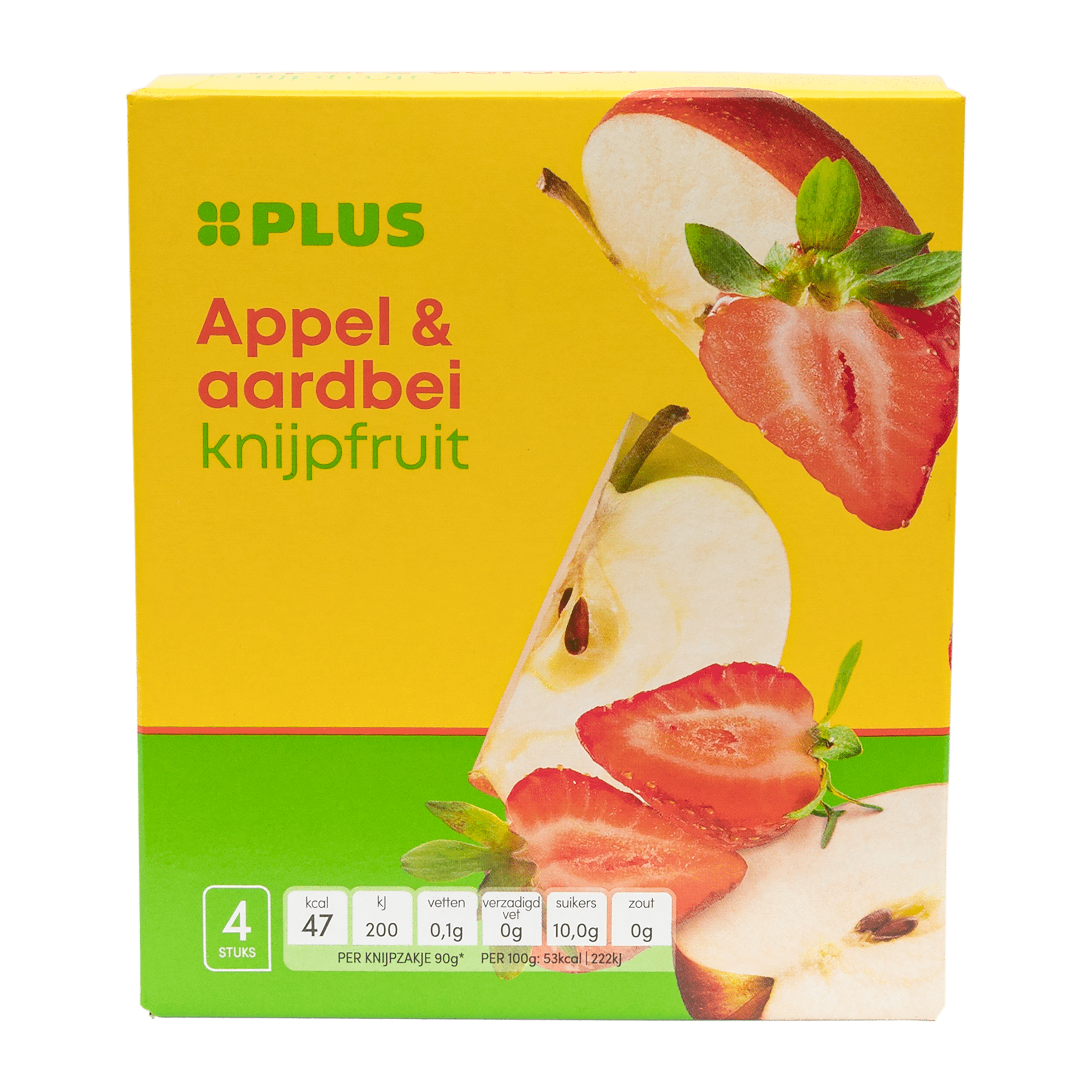 PLUS Knijpfruit appel & aardbei 4x90gr