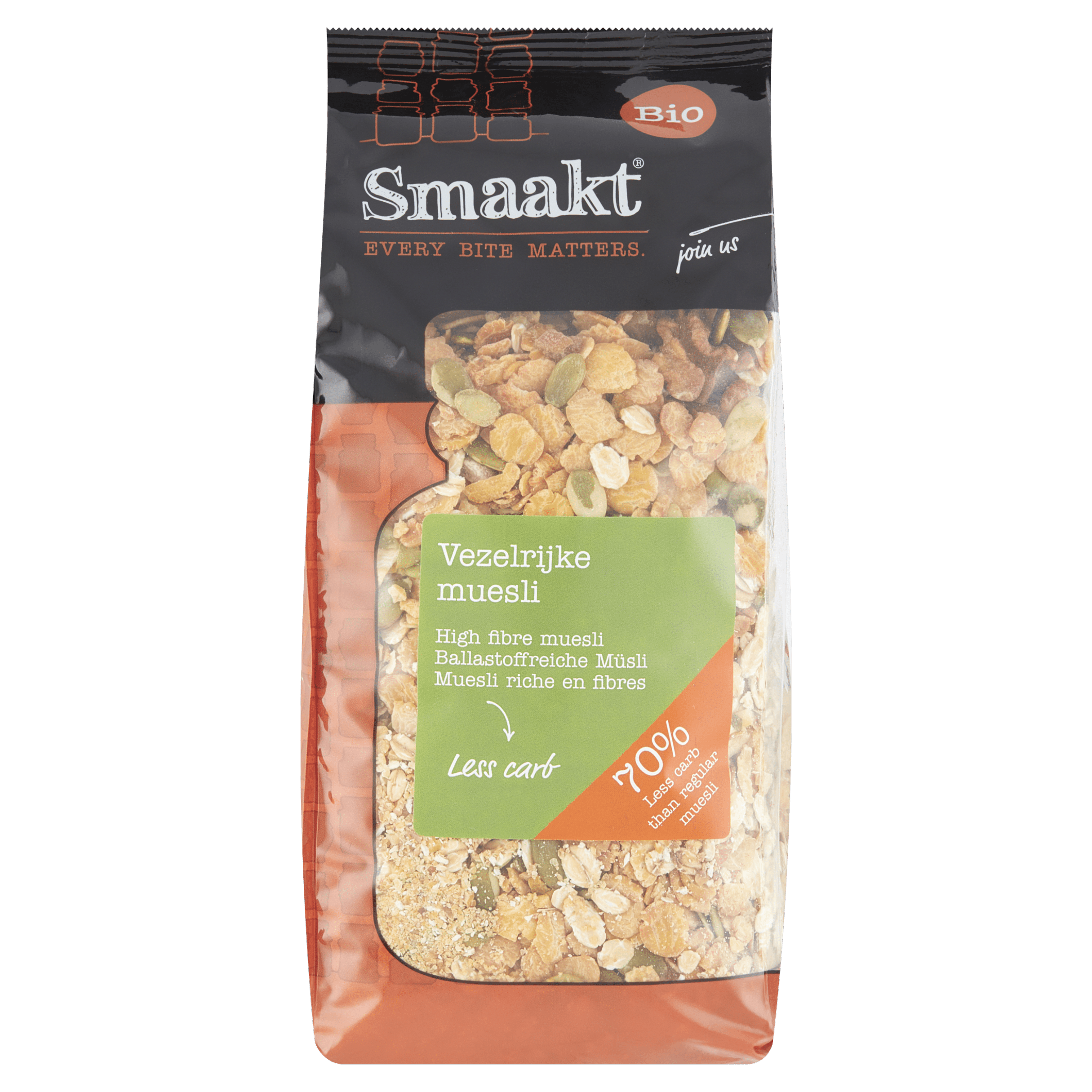 Smaakt Muesli less carb biologisch