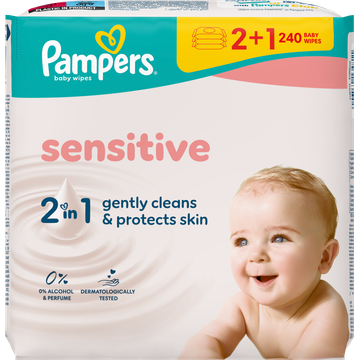 Pampers Sensitive Babydoekjes, 240 Doekjes