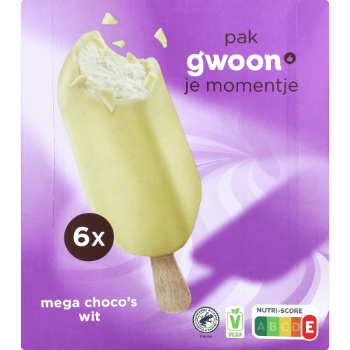 G'woon Mega chocos white 6 st.