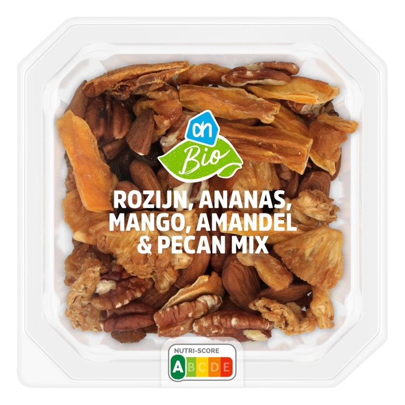 AH Biologisch Rozijn, ananas, mango, amandel mix