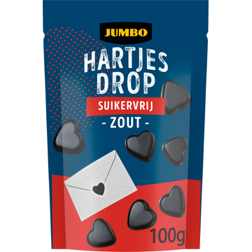 Jumbo Hartjes Drop Suikervrij Zout 100 g