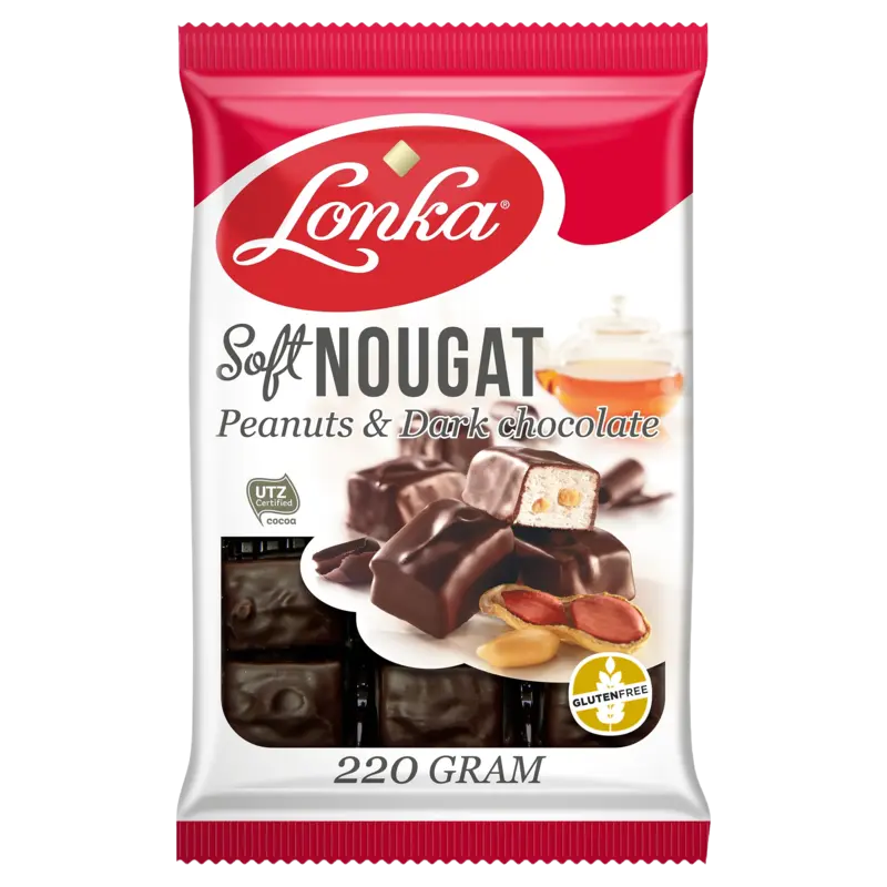 Lonka Soft nougat pinda's & pure chocolade