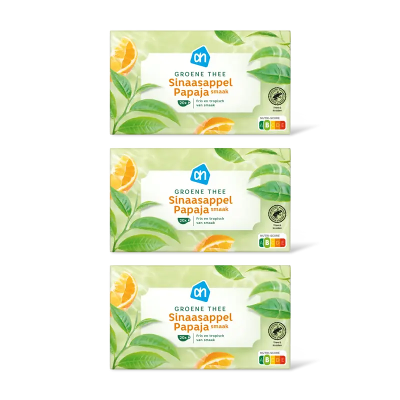 AH Groene thee sinaasappel & papaya 3-pack