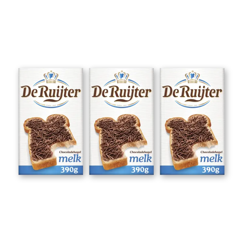 De Ruijter Chocoladehagel melk 3-pack