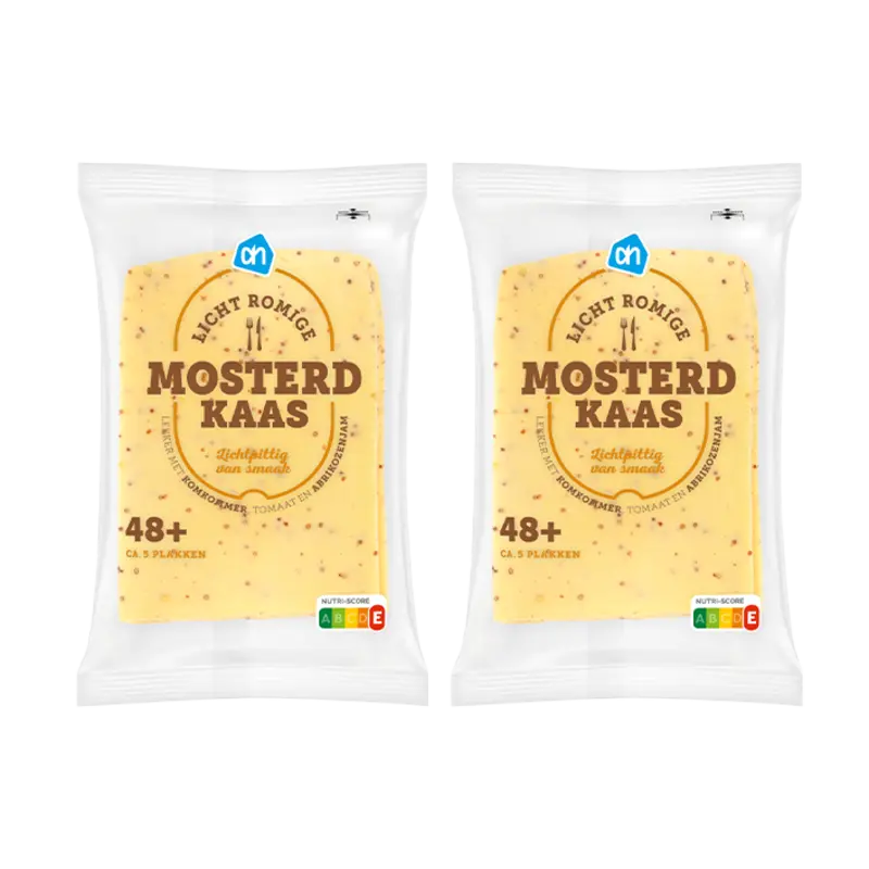 AH Licht romige mosterdkaas 45+ plak 2-pack