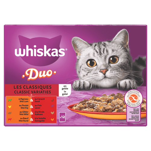 Whiskas Kattenvoer duo classic varia gelei 12st