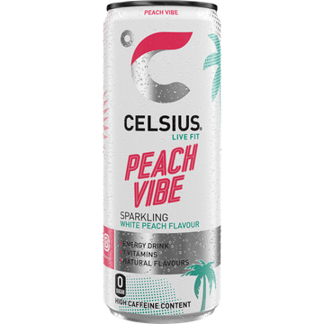 Celsius Live Fit Peach Vibe Sparkling White Peach Flavour 250 ml