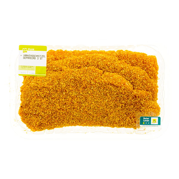 PLUS Varkensschnitzel gepaneerd 3 stuks