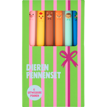 Dieren Pennenset 6 Uitwisbare Pennen