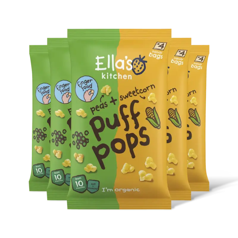 Ella's kitchen Puff pops erwt + mais 10m+ 5-pack