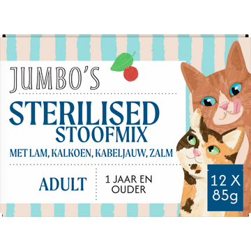 Jumbo's Katten Stoofmix met Lam, Kalkoen, Kabeljauw, Zalm Adult 12 Stuks