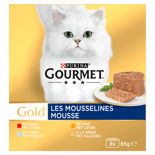 Gourmet Gold mousse tonijn-lever-kalkoen-rund 8 stuks