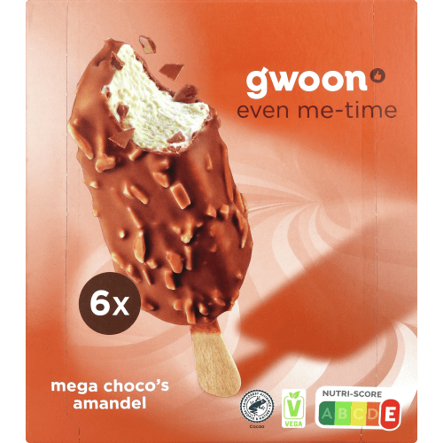 G'woon Mega chocos almond 6 st.
