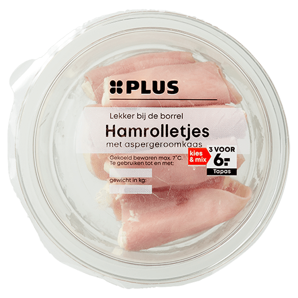 PLUS Hamrolletjes met aspergeroomkaas