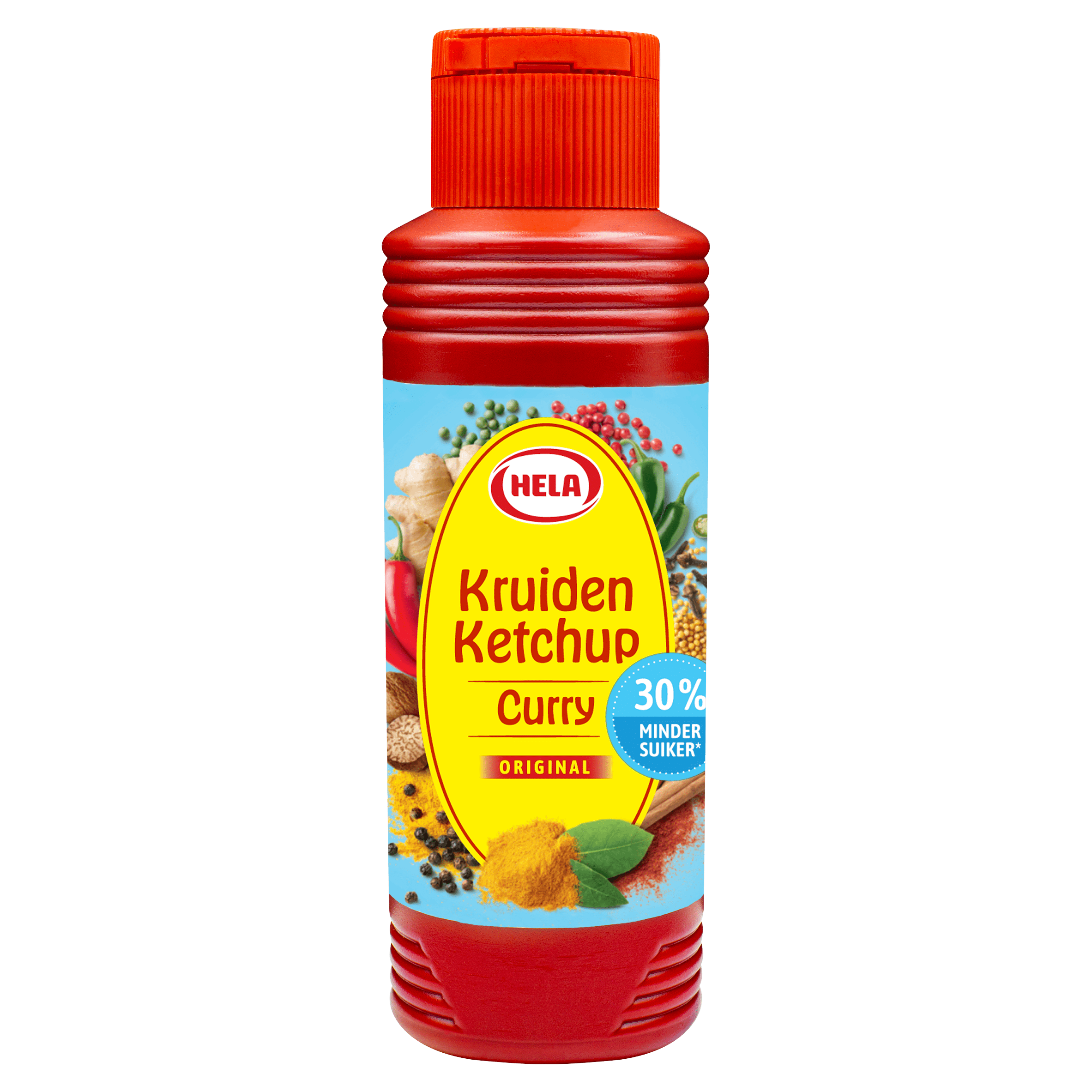 Hela Kruiden ketchup curry minder suiker
