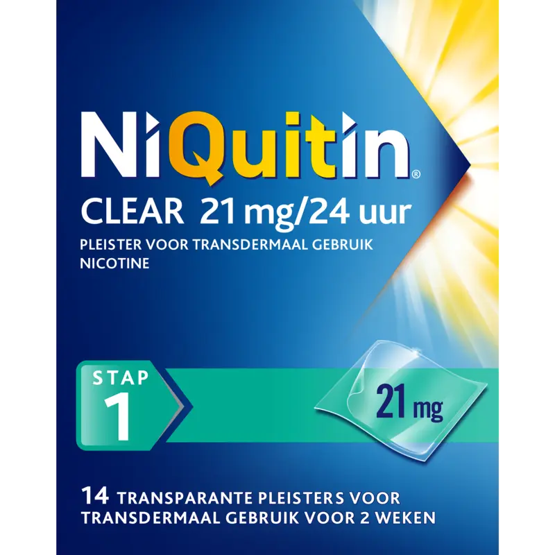 Niquitin Clear 21mg nicotine pleister stap 1