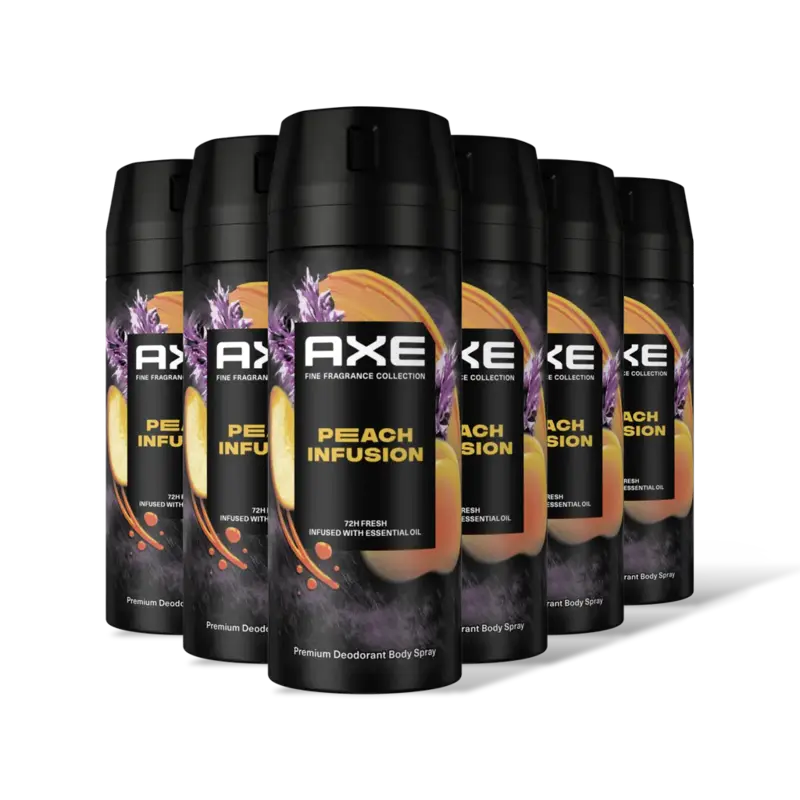 Axe Peach infusion deodorant bodyspray 6pack