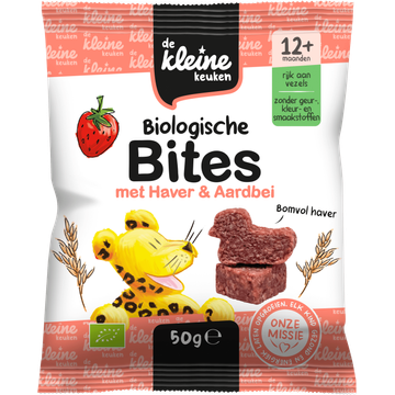 De Kleine Keuken Biologische Bites met Haver & Aardbei 50 g