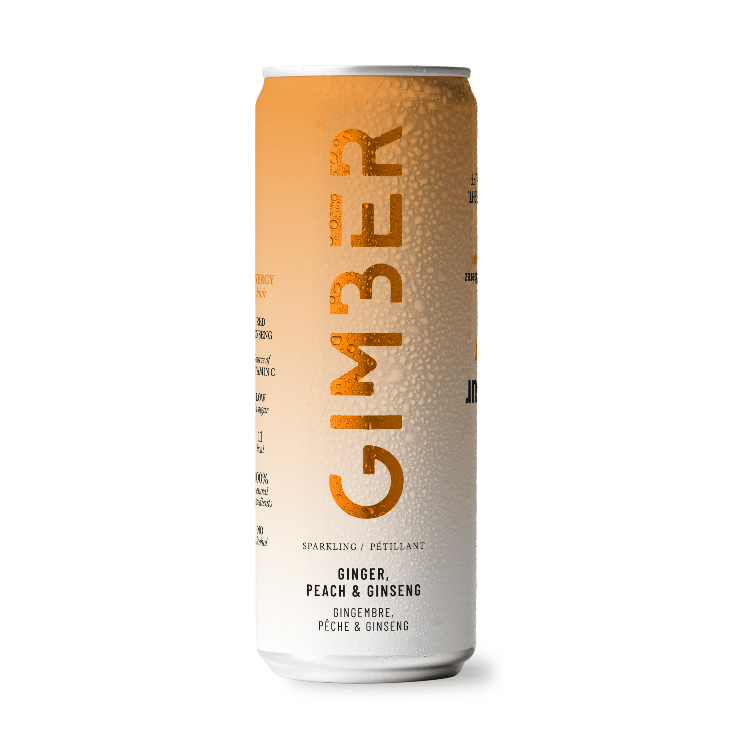 Gimber Energy kick Ginger, Peach en Ginseng