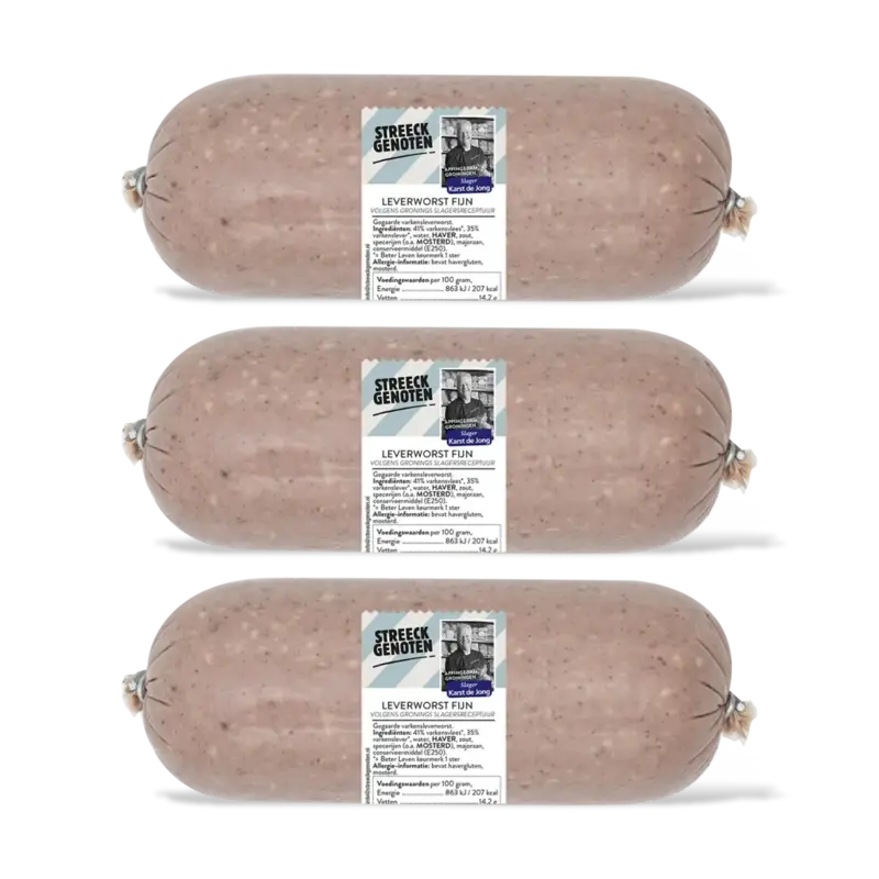 Streeckgenoten Groningse leverworst fijn 3-pack