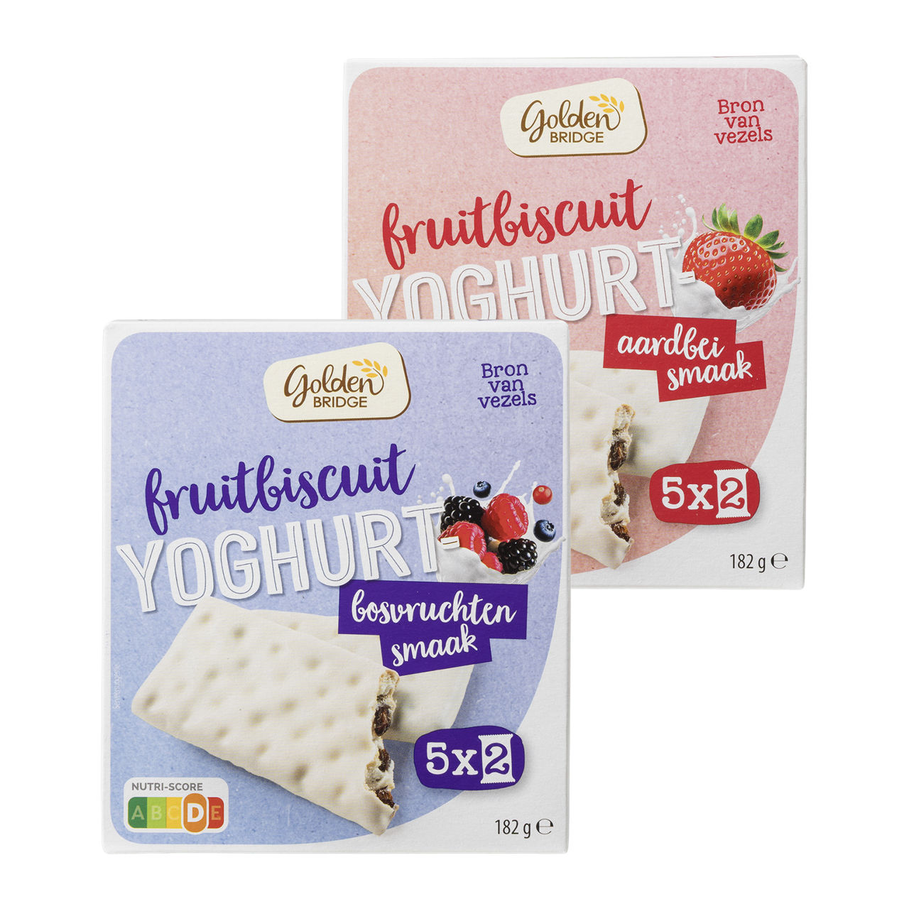 Yoghurt-fruitbiscuit aardbei of bosvruchten